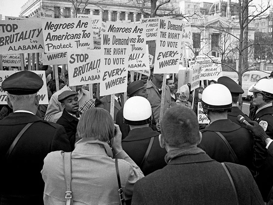 African Americans front voting rights White House 1965